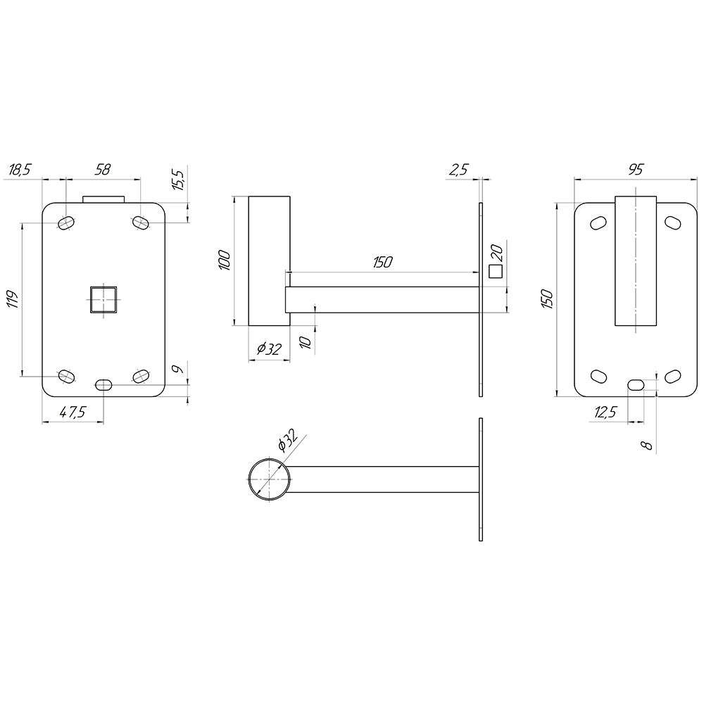 Настенный усиленный кронштейн KH-200M для антенны