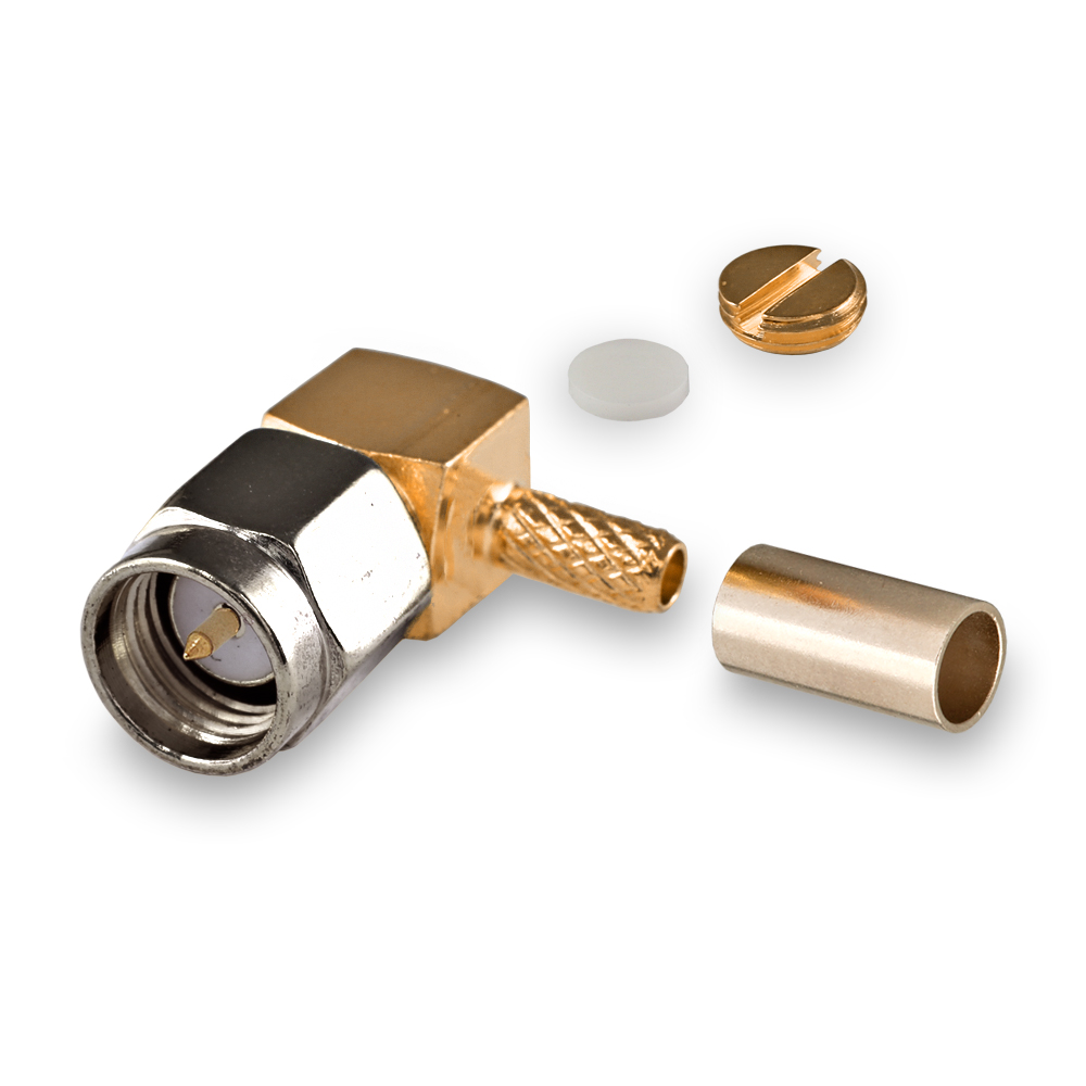 Разъем SMA(male) на кабель RG-316, угловой, обжимной до 6 ГГц, rev.T