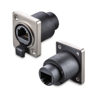 Переходник RJ45 на корпус, 8P8C, для внешнего монтажа IP65, гнездо-гнездо, черный