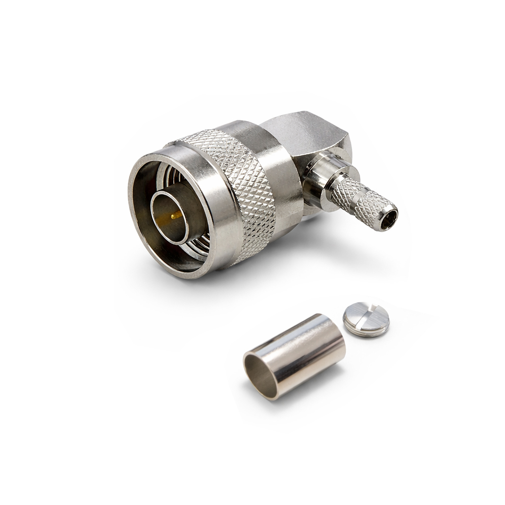Разъем N(male) на кабели RG-142/RG-223/RG-58/LMR-200 угловой, обжимной, до 6 ГГц, rev.H